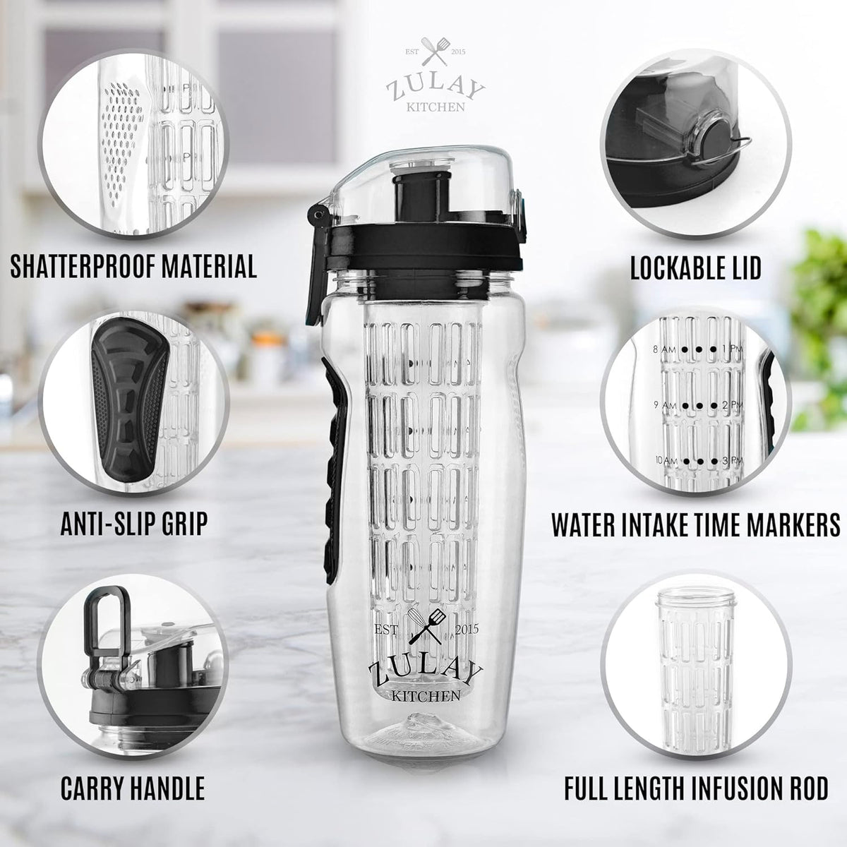 Reusable Drink Bottle, Fruit Infuser for Work, Travel and Everyday Hydration, 9 Color Options image 2