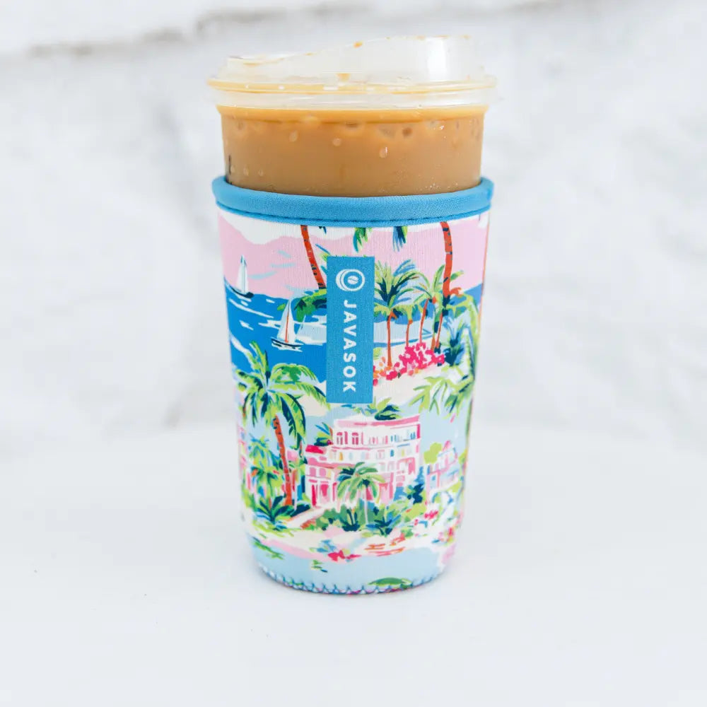 Reusable Cup Sleeve, Beachside Bliss, Lightweight Design, Neoprene Construction for Coffee Cups, Daily Commutes and Dry Hands image 2