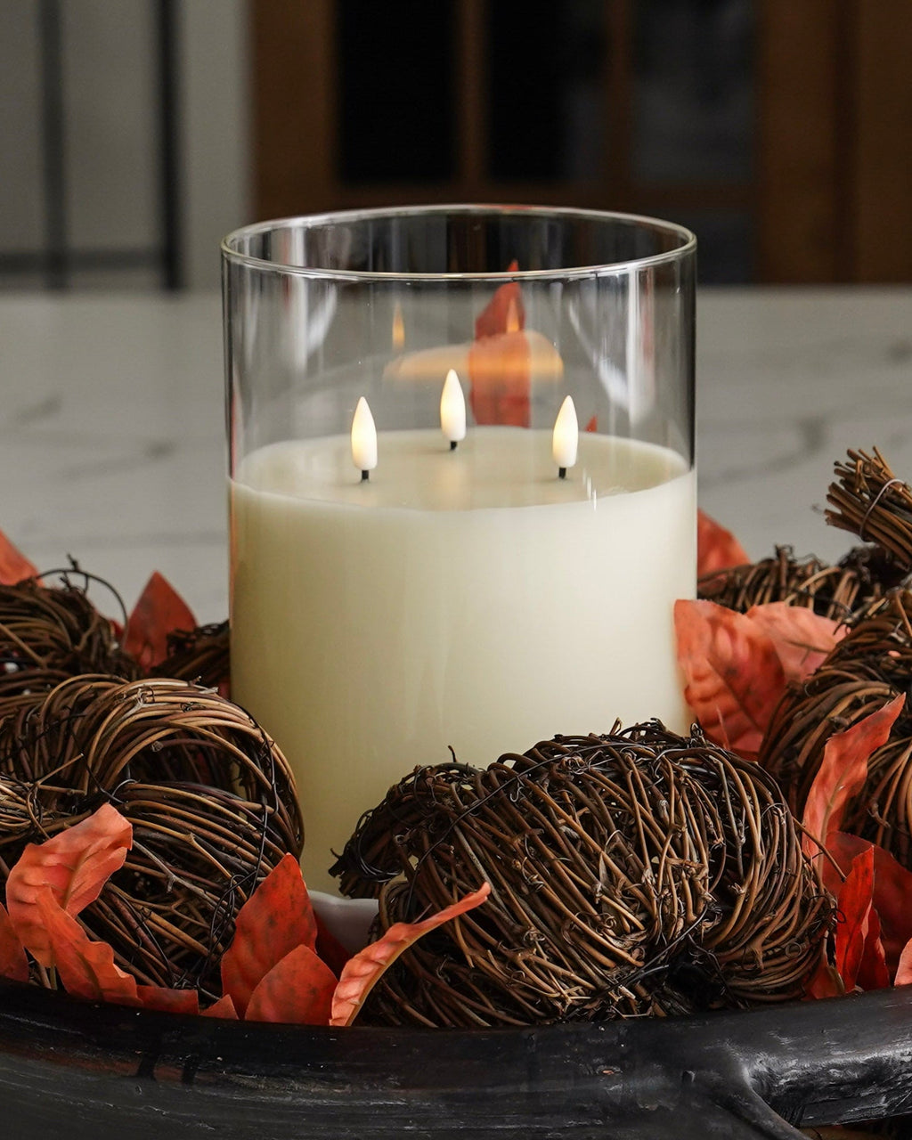 Decorative Candle, Flameless Triple Wick Glass for Entryways, Mantels and Everyday Home Ambience image 2