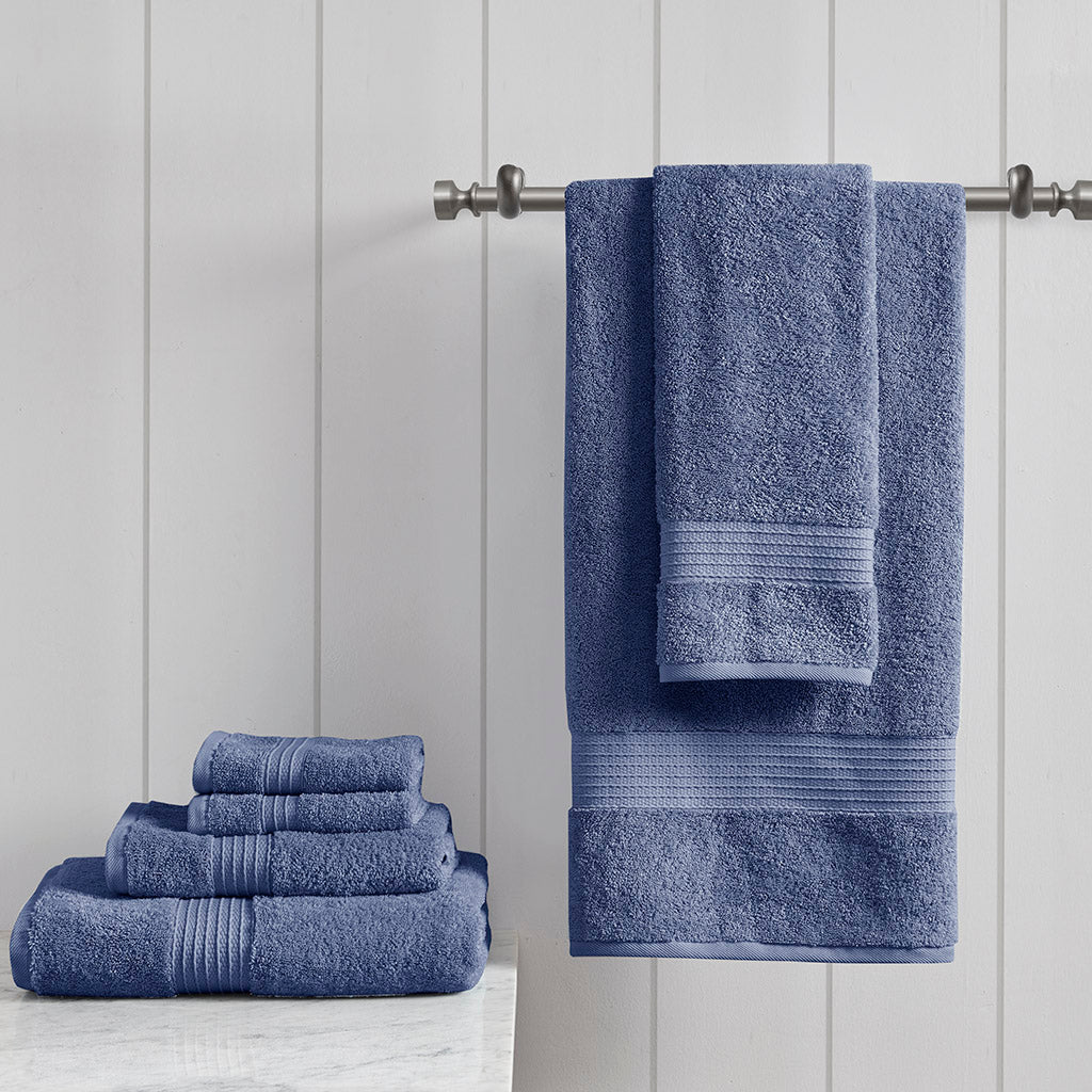 Bath Linen, Organic 6 Piece Cotton Towel Set, Machine-Washable Care for Daily Bathroom Routines and Guest Baths, 8 Color Options image 2