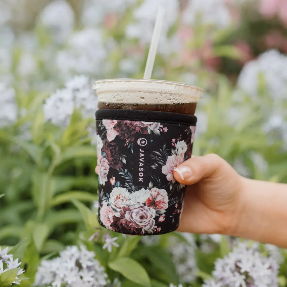 Reusable Cup Sleeve, Bloom at Night, Neoprene Construction for Iced Coffee, Cold Drinks and Condensation Control, 4 Size Options image 2