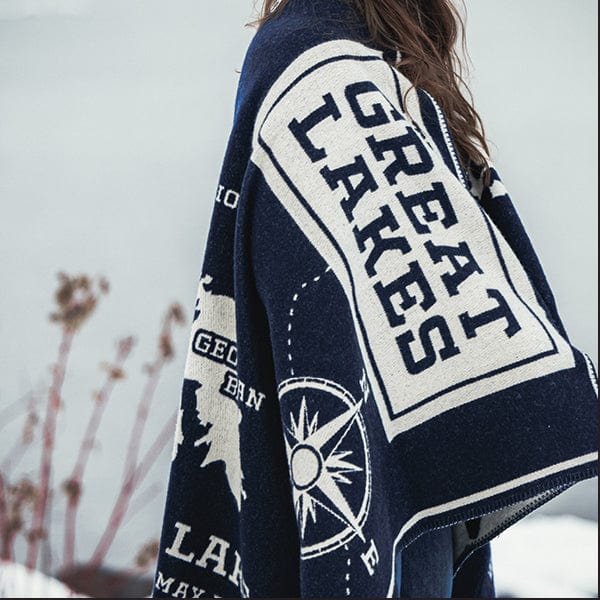 Cozy Throw Blanket, Great Lakes Map Wool, Hypoallergenic Comfort for Living Rooms, Bedrooms and Everyday Lounging image 2