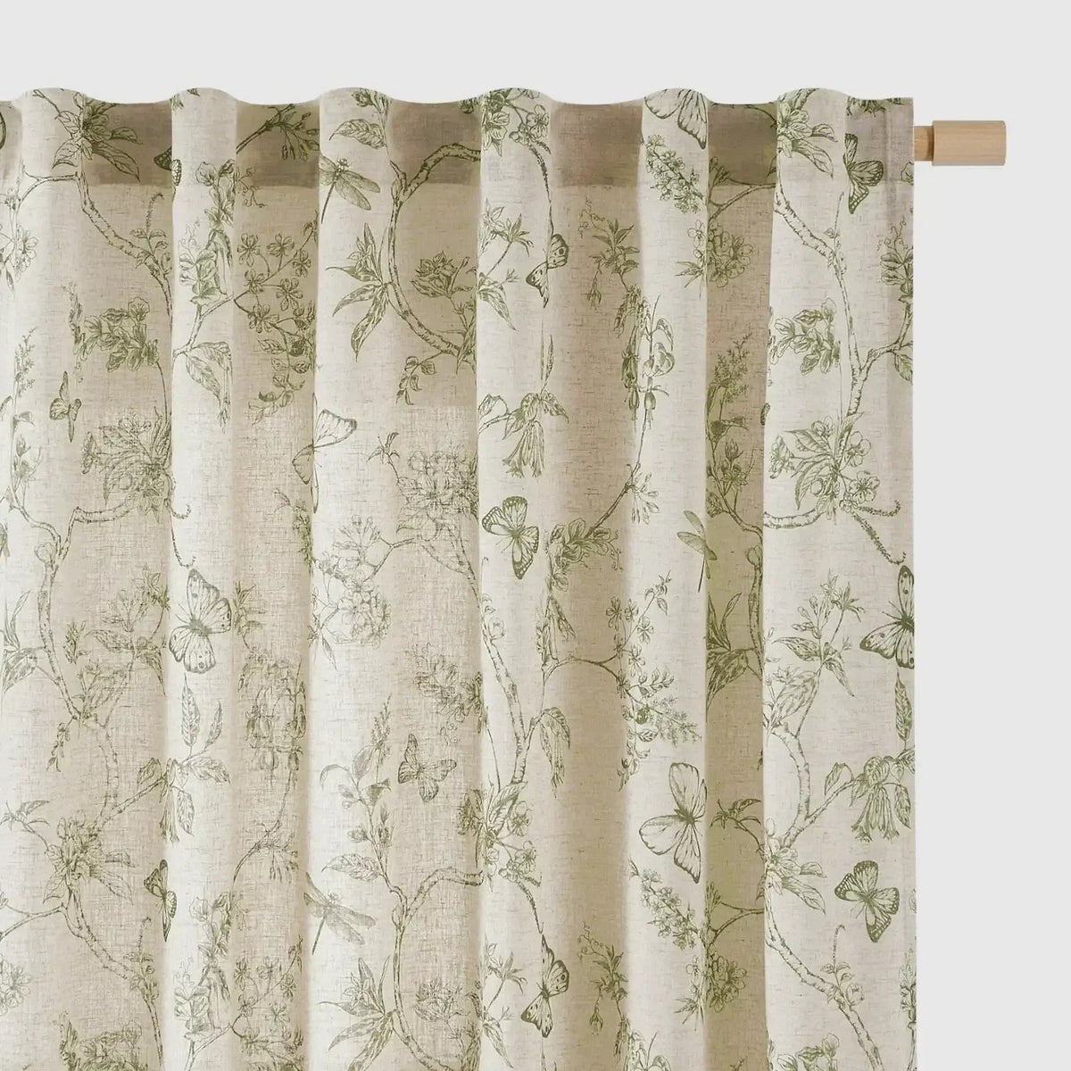 Window Curtain, Modern Toile Floral & Insect Linen Curtains (2, Lightweight Design for Windows, Room Styling and Everyday Privacy image 2