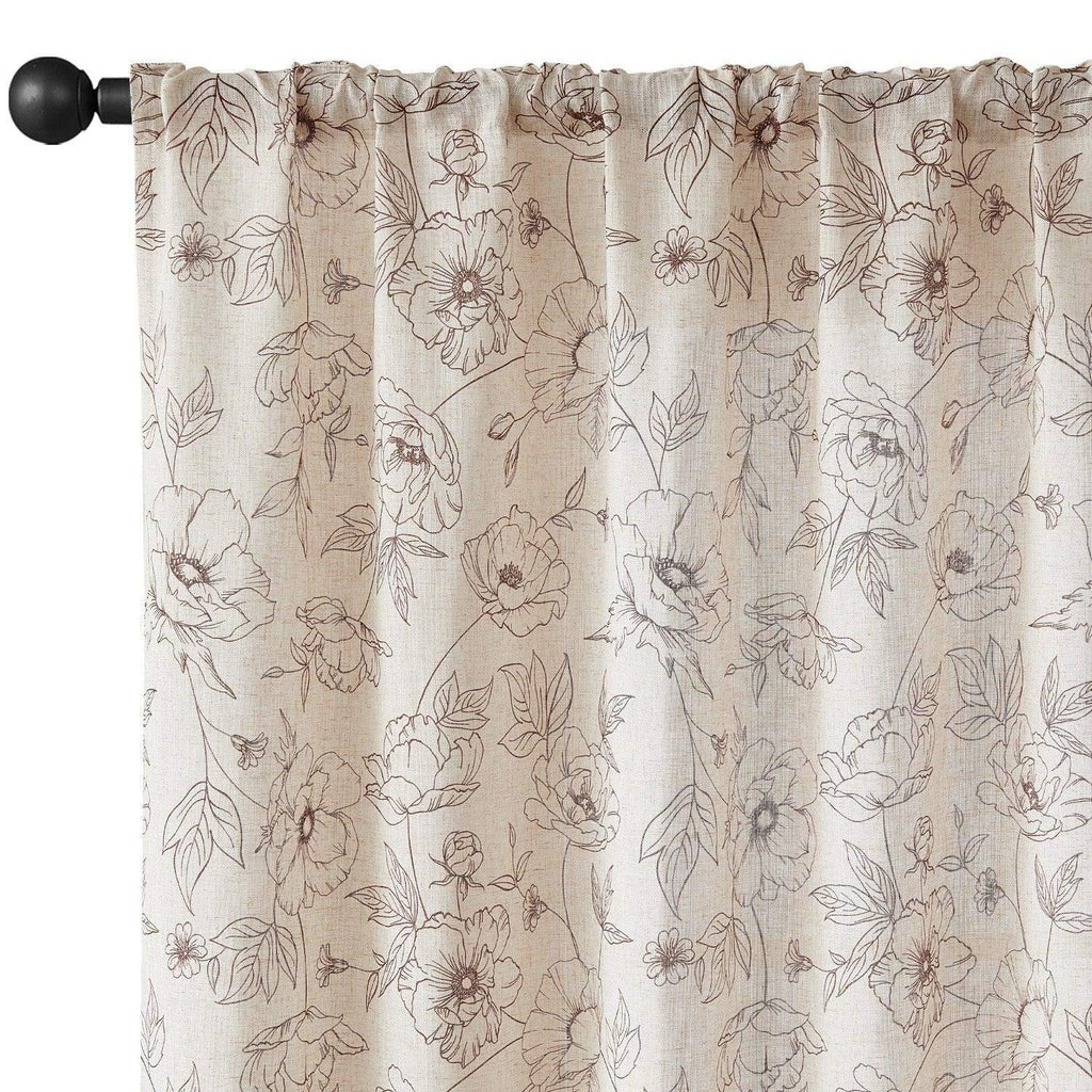 Window Curtain, Floral Linen Curtains (2 Panels), Lightweight Design for Windows, Room Styling and Everyday Privacy, 3 Sizes and 5 Colors image 2