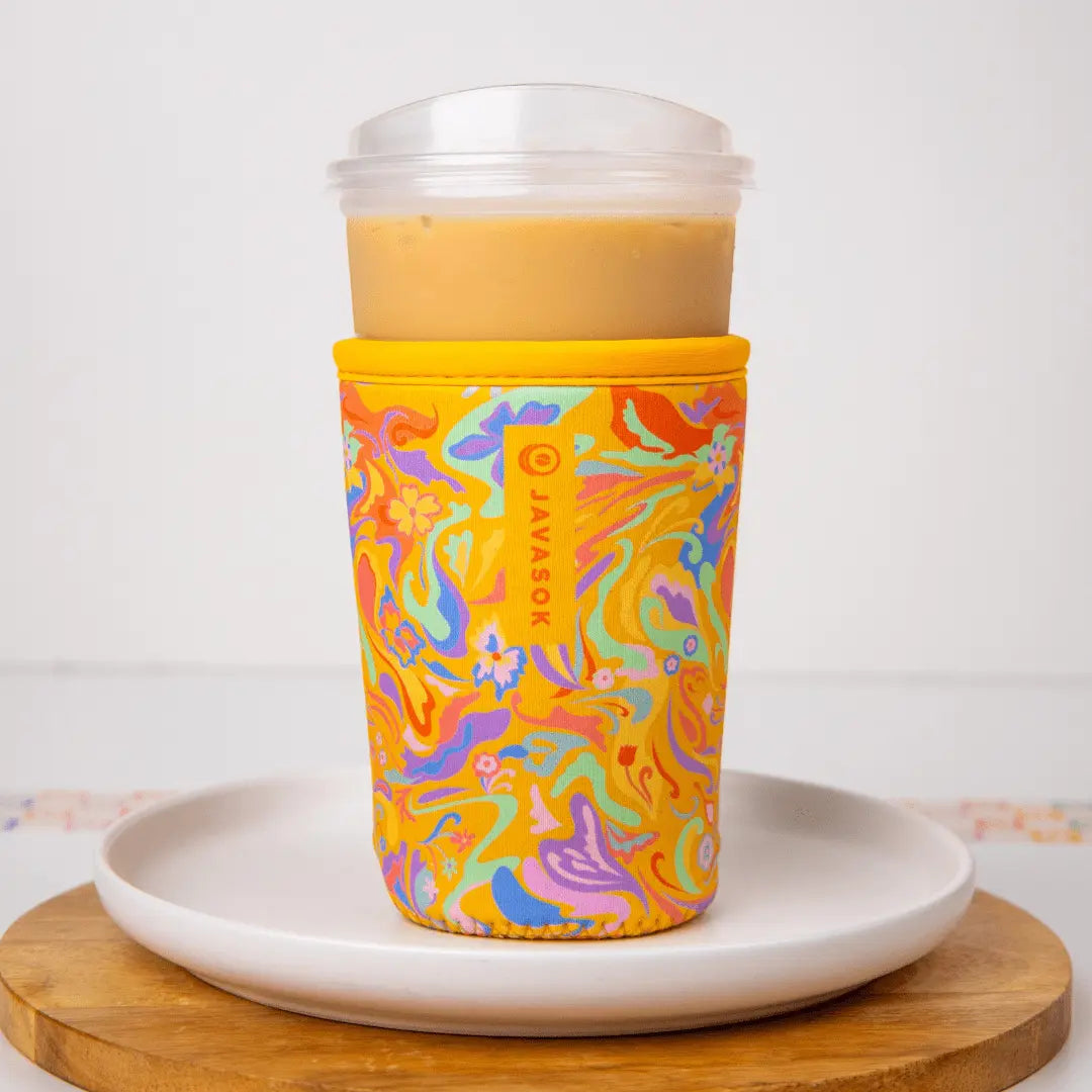 Reusable Cup Sleeve, Groovy Swirls, Neoprene Construction for Coffee Cups, Daily Commutes and Dry Hands image 2