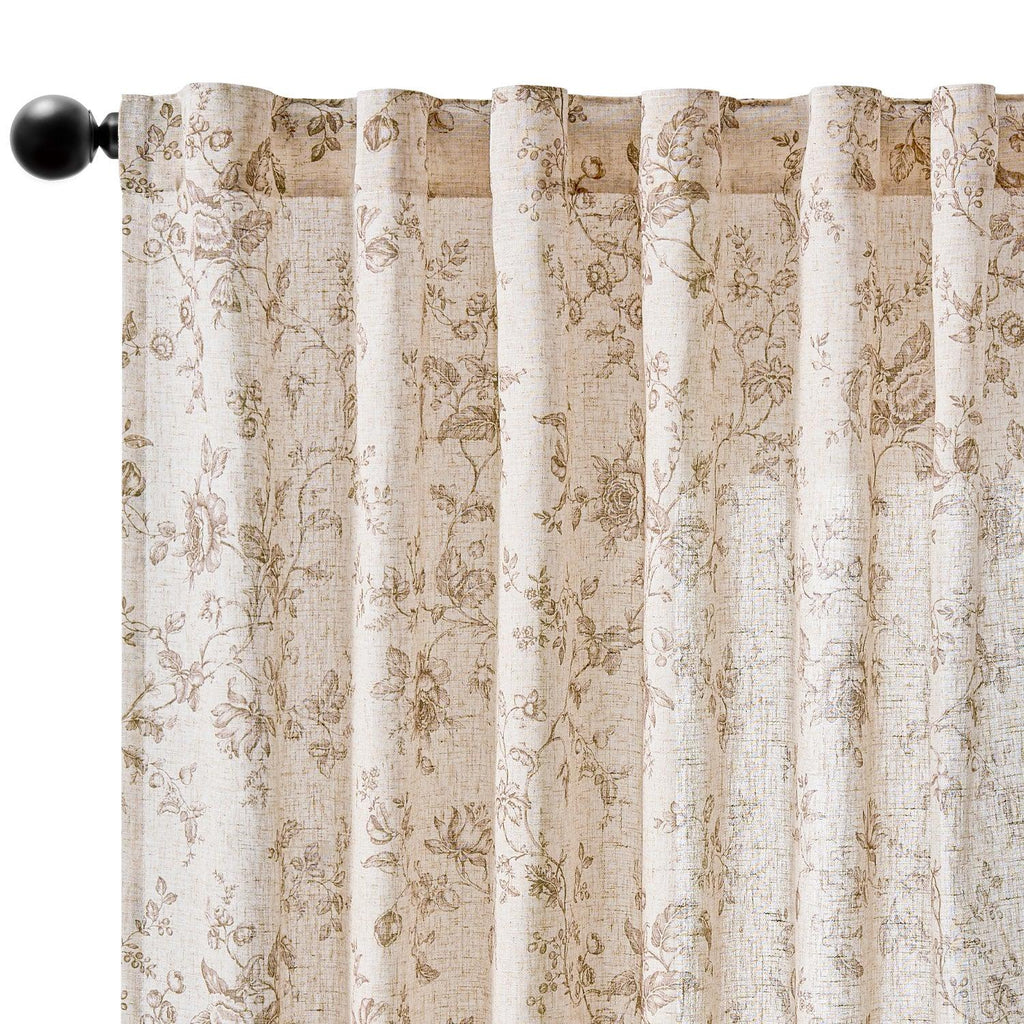 Window Curtain, Amelie Floral Linen Blend Curtains (2 Panels), Machine-Washable Care for Bedrooms, Living Rooms and Home Privacy image 2