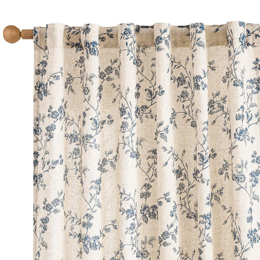 Window Curtain, Vine Blossom Linen Blend Curtains (2 Panels), Machine-Washable Care for Bedrooms, Living Rooms and Home Privacy image 2