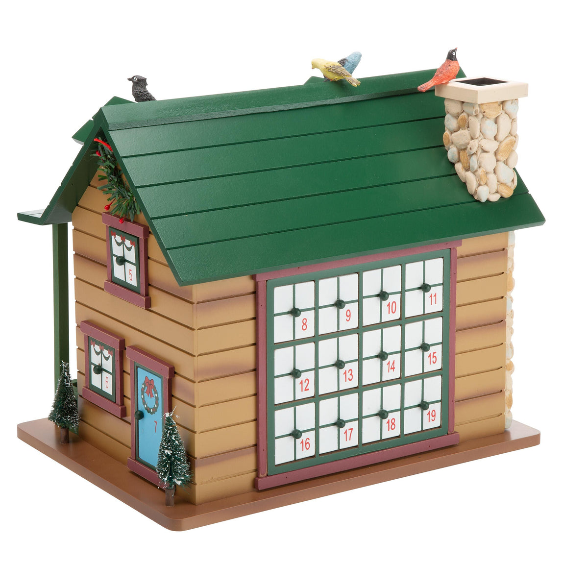 Seasonal Home Decor, Christmas Advent Cabin with Woodland Animals for Mantels, Tables and Seasonal Decorating image 2
