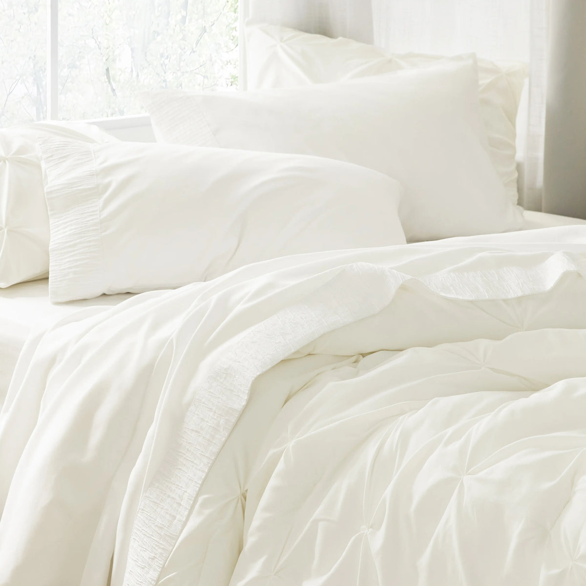 Bed Sheet Set, Ruched, Cooling Comfort, Breathable Construction for Master Bedrooms, Guest Beds and Daily Use, 7 Sizes and 14 Colors image 2