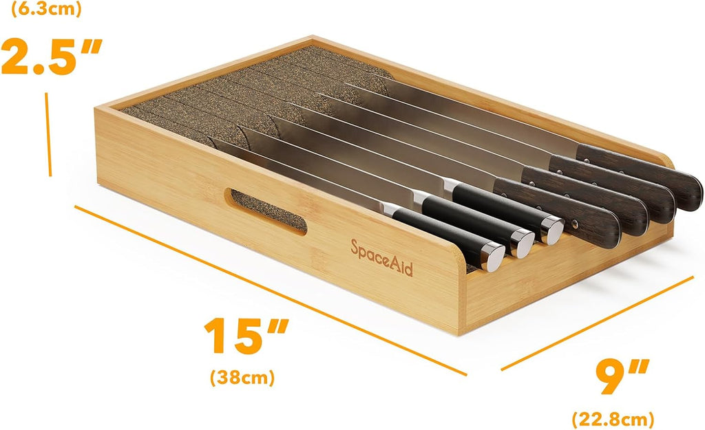 Home Storage Organizer, Medium Drawer Knife Block, 9"W for Bedrooms, Laundry Rooms and Living Spaces image 2