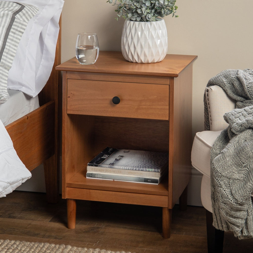 Nightstand, Spencer Solid Transitional Wood for Bedrooms, Bedside Essentials and Everyday Storage, 2 Size Options image 2