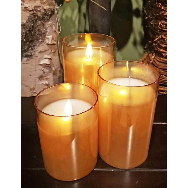 Flameless Candle, Amber Moving LED Glass Set for Bedrooms, Living Rooms and Everyday Candlelight Ambience image 2