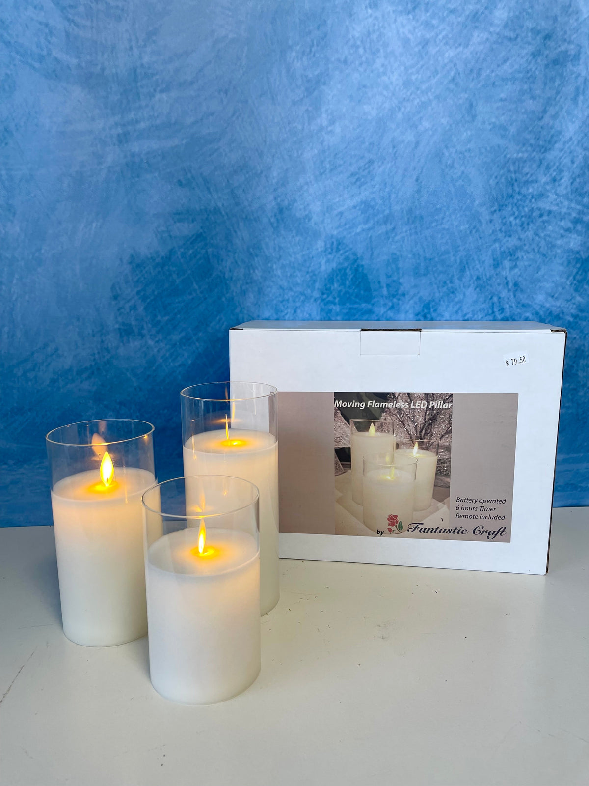 Flameless Candle, Cream Moving LED Glass Set for Mantels, Entryways and Holiday Displays, Designed for Everyday Home Use image 2
