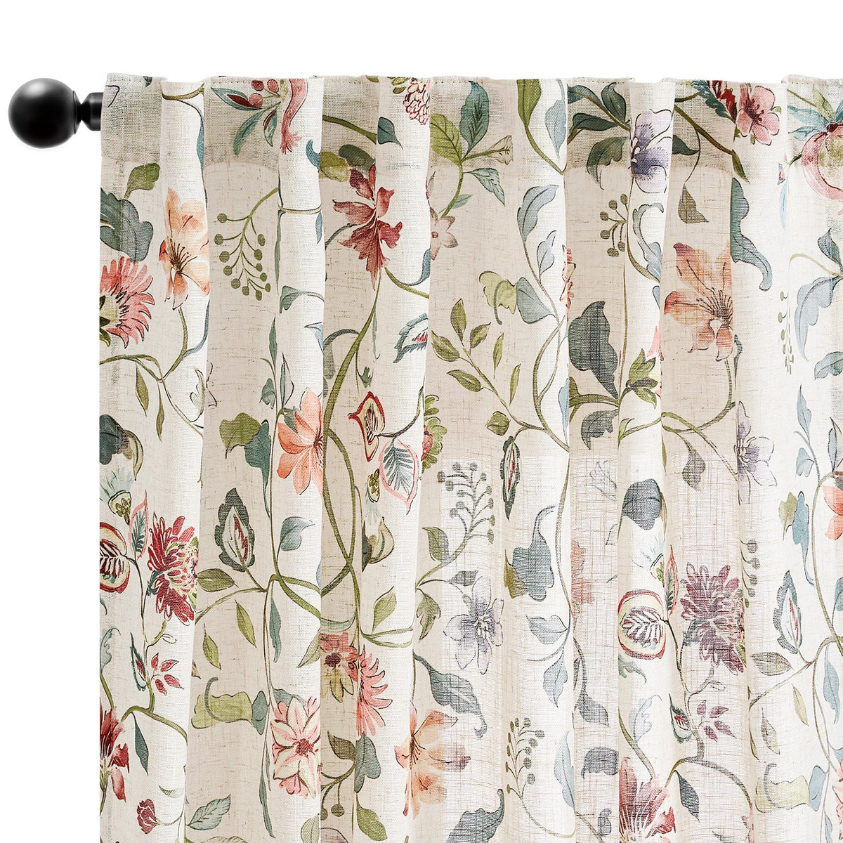 Window Curtain, Hattie Floral Linen Blend Curtains (2 Panels), Breathable Construction for Bedrooms, Living Rooms and Home Privacy image 2