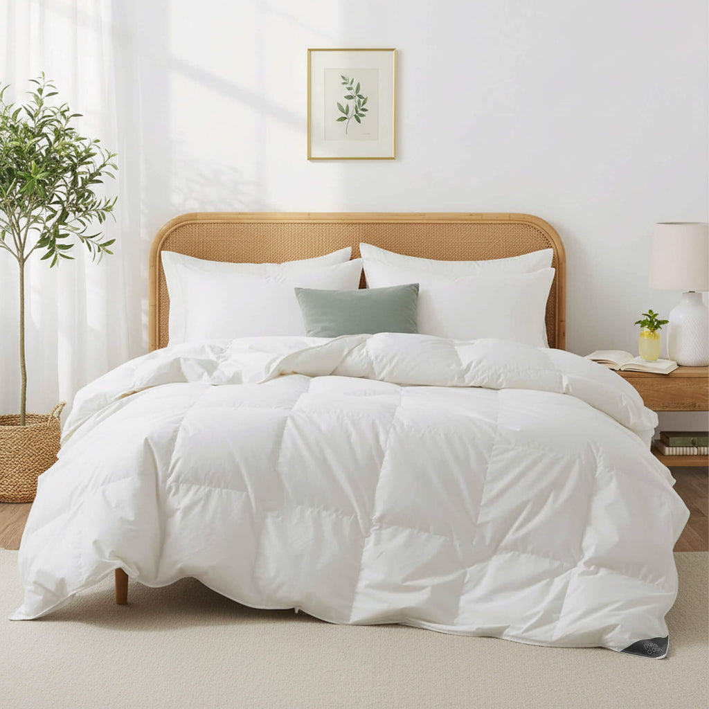 Down Comforter, Organic Cotton, Lightweight Design for Everyday Bedding and Comfortable Sleep, 4 Size Options image 2