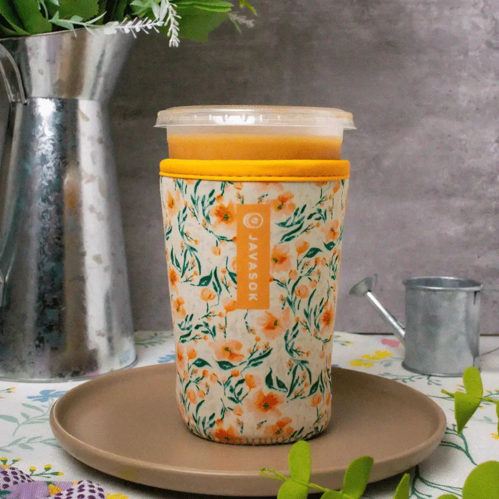 Reusable Cup Sleeve, Blush Blossoms, Neoprene Construction for Iced Coffee, Cold Drinks and Condensation Control, 5 Size Options image 2