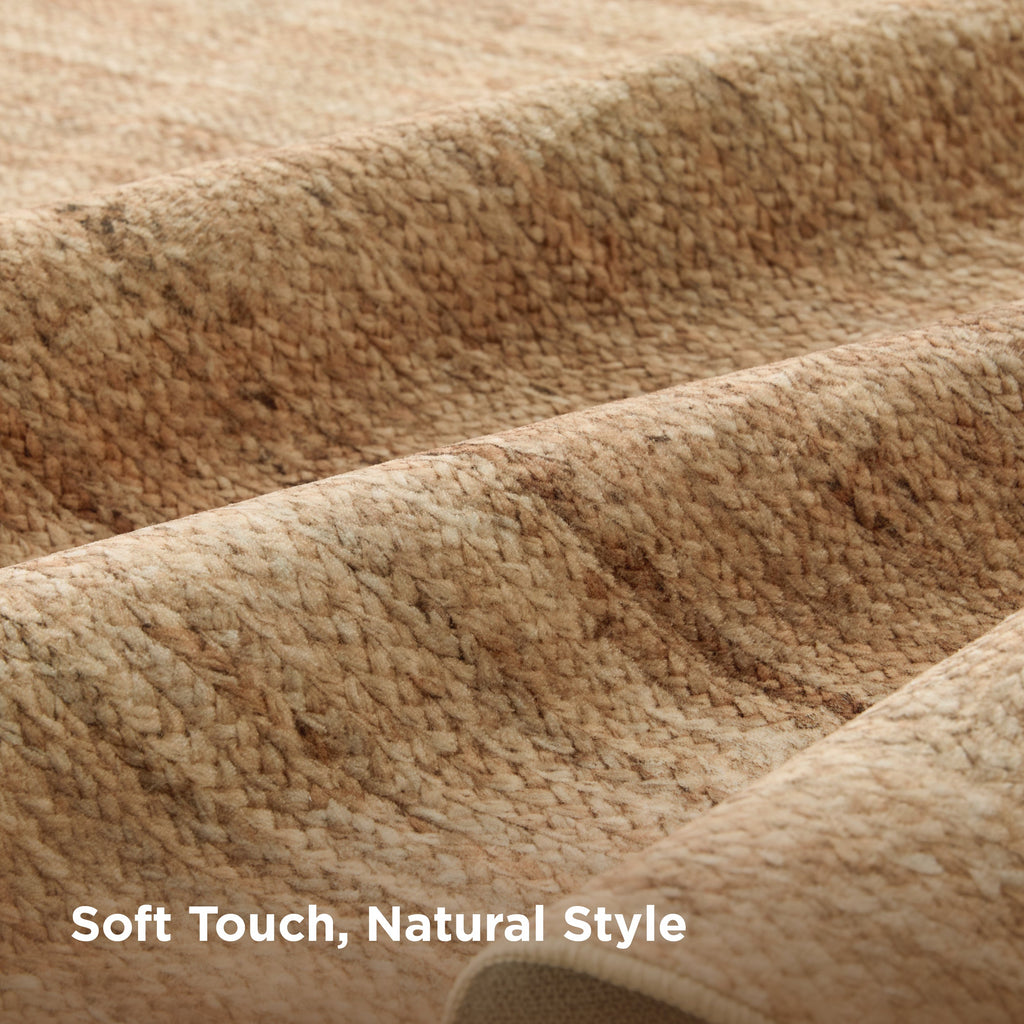 Area Rug, Faux Cashmere Print Jute Look, Machine-Washable Care for Hallways, Dining Spaces and Home Decor, 4 Size Options image 2