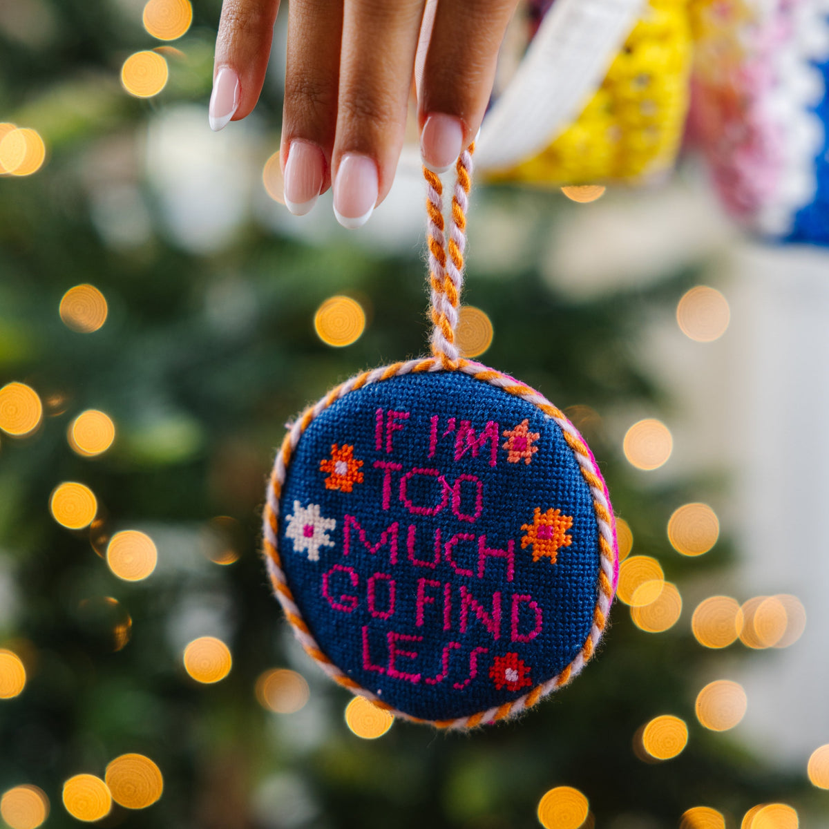 Seasonal Home Decor, Needlepoint Ornament Go Find Less for Holiday Displays, Shelves and Festive Rooms image 2