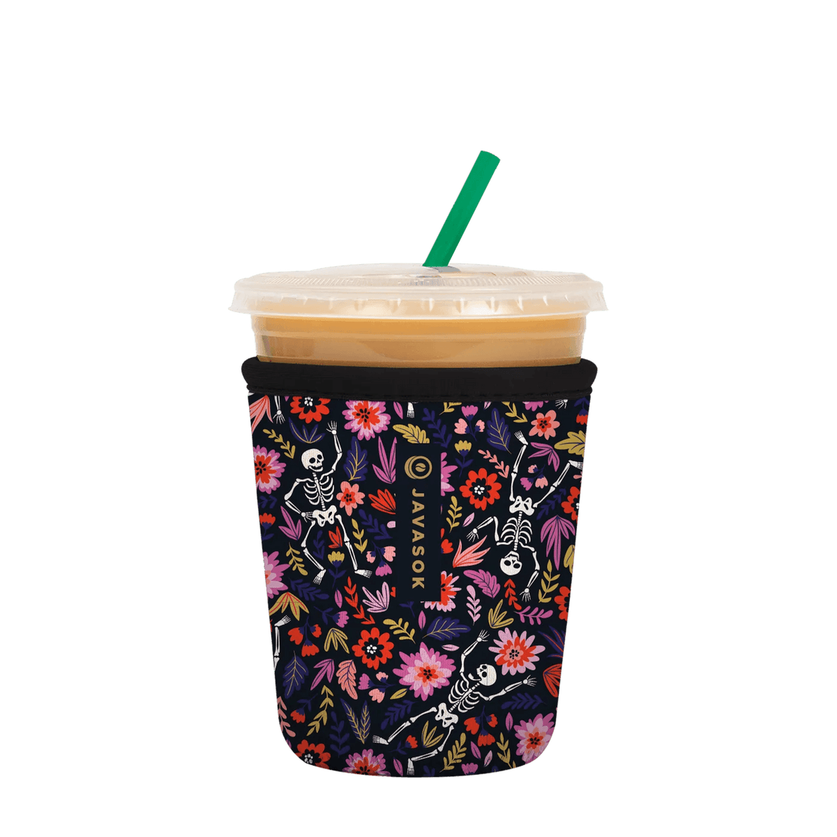 Reusable Cup Sleeve, Floral Skeleton, Lightweight Design, Neoprene Construction for Coffee Cups, Daily Commutes and Dry Hands image 2