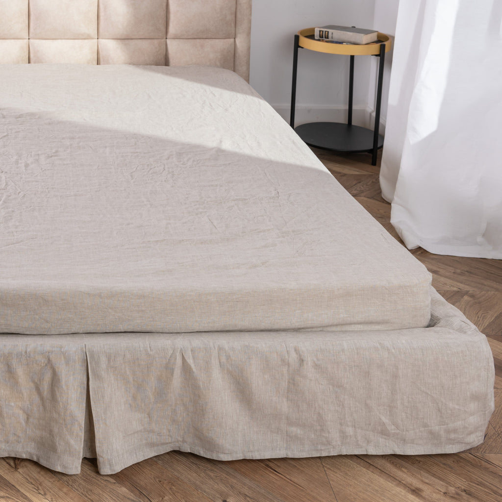 Bed Skirt, Tailored Linen Pleated Split Corners and High for Guest Beds, Bedroom Decor and Underbed Coverage, 6 Size Options image 2