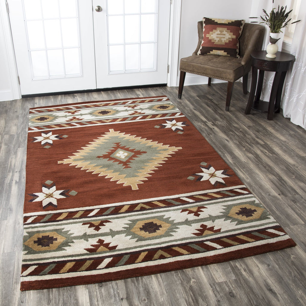 Area Rug, Southwest SU1822 Rust for Living Rooms, Bedrooms and Entryways, 10 Size Options, Designed for Everyday Home Use image 2