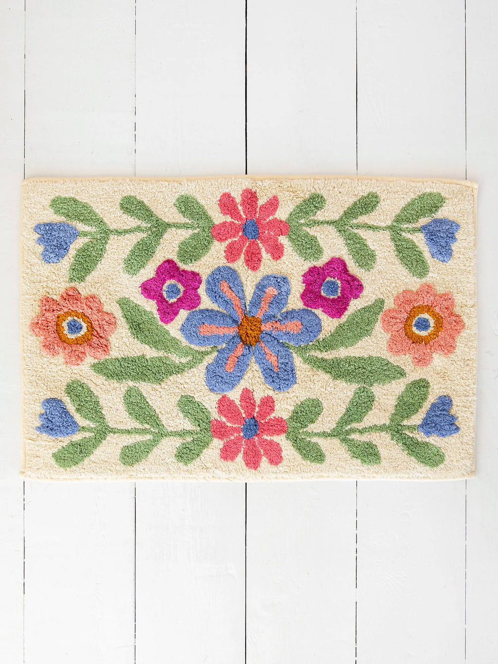 Cotton Bath Mat, Tufted Floral Vines for Bathroom Floor Comfort, Shower Areas and Guest Baths image 2