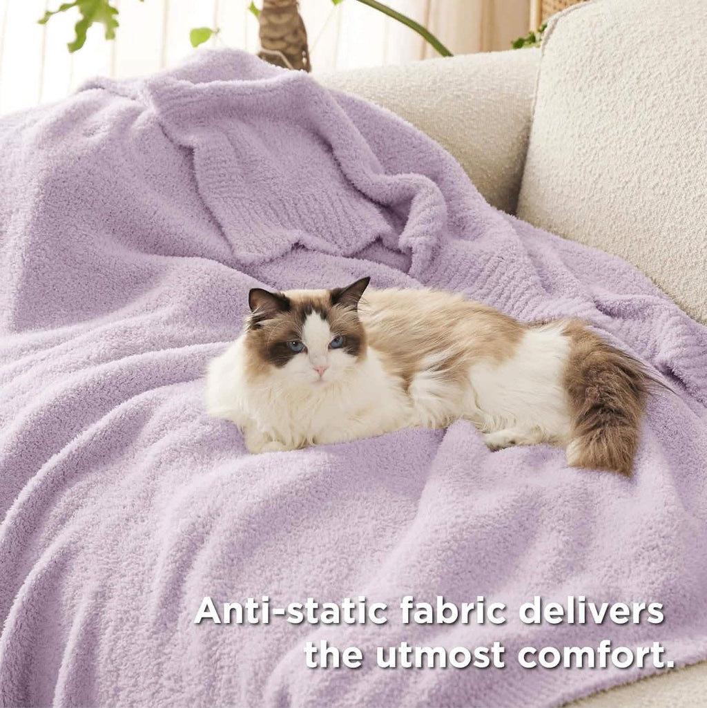 Cozy Throw Blanket, Feather Yarn, Lightweight Design, Machine-Washable Care for Sofas, Beds and Relaxing at Home, 2 Sizes and 12 Colors image 2