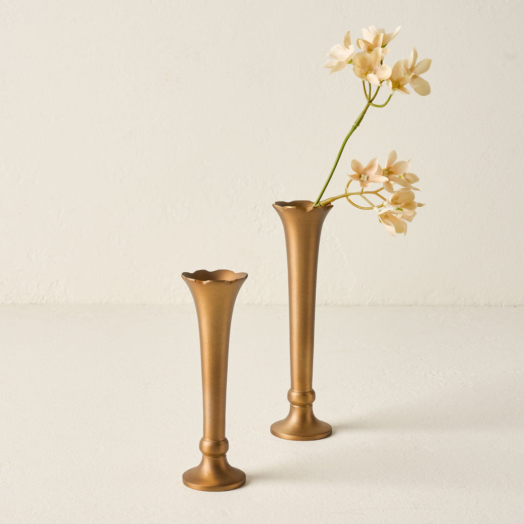 Decorative Vase, Flannery Scalloped Brass Bud for Tabletop Arrangements and Home Decor, 2 Size Options image 2
