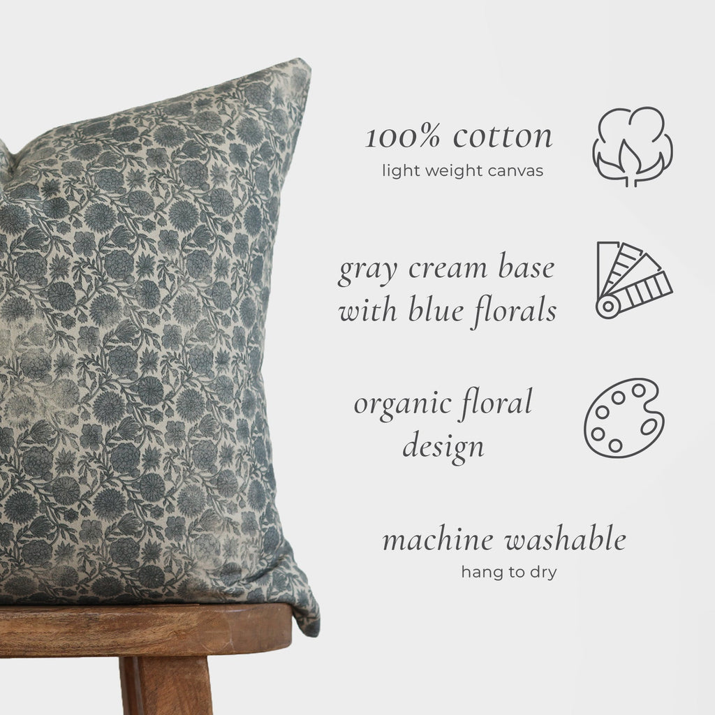 Decorative Pillow Cover, Gracie in Blue 18" 20" 22" 24", Lightweight Design, Machine-Washable Care for Sofas, Beds and Living Room Accents image 2