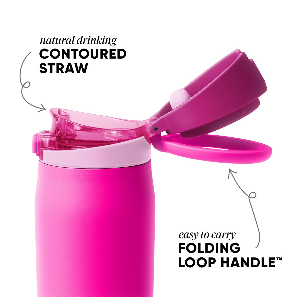 Reusable Drink Bottle, Mesa Loop with Covered Straw, 30oz, Raspberry Vibes Mix for Commutes, Outdoor Trips and Daily Drinks image 2