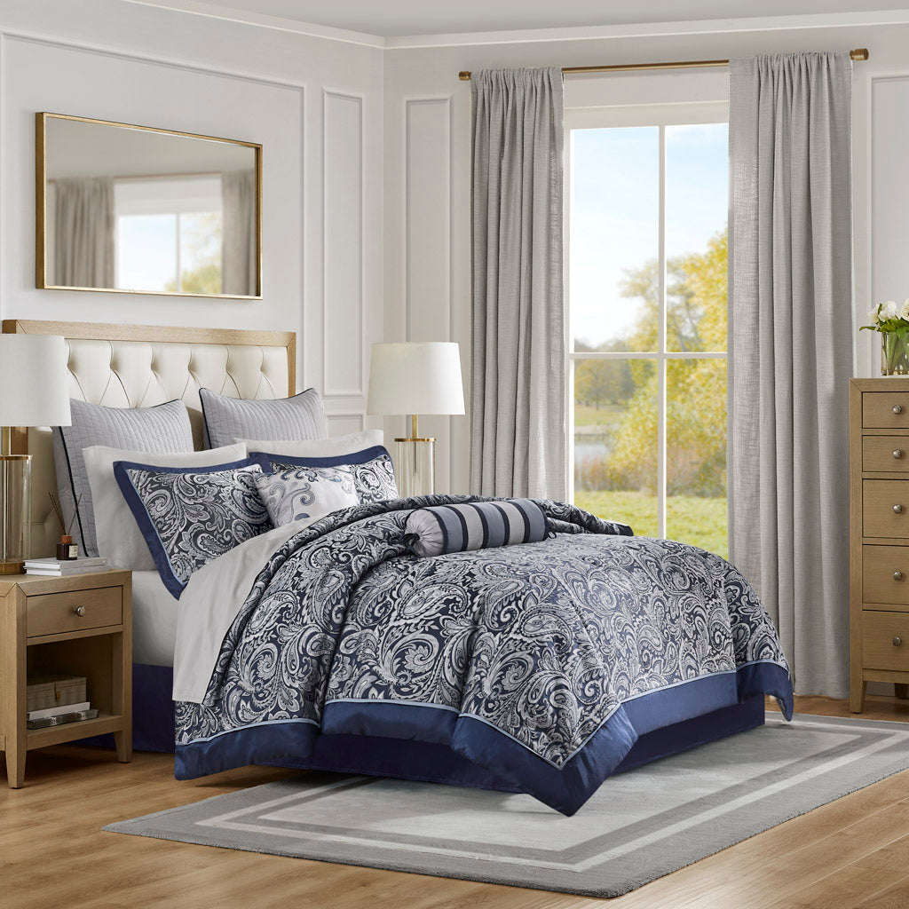 Bed Comforter, Aubrey 12 Piece Set with Cotton in a Bag for Year-Round Bedroom Comfort and Restful Sleep, 4 Sizes and 5 Colors image 2