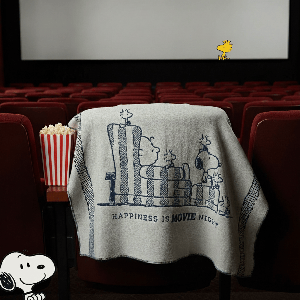 Cozy Throw Blanket, North Star Peanuts Movie Night, Machine-Washable Care for Sofas, Beds and Relaxing at Home image 2