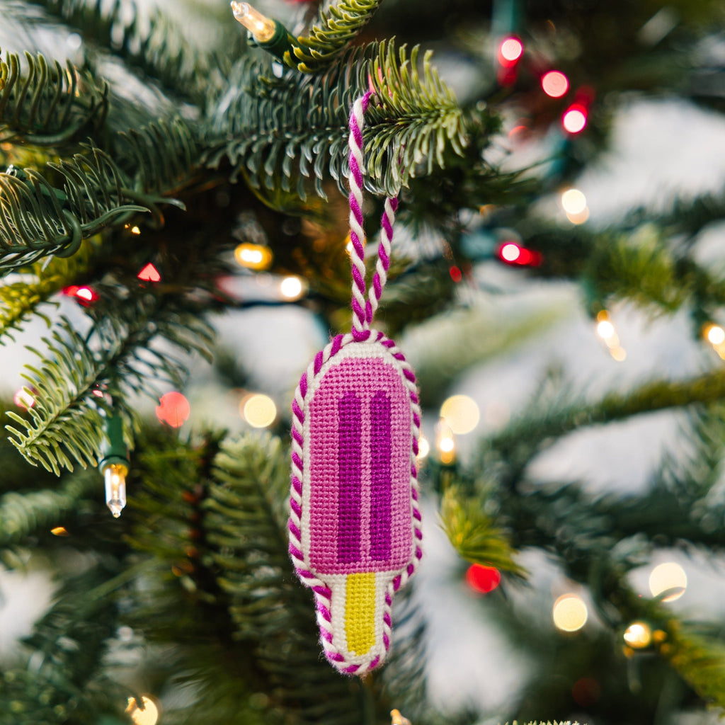 Seasonal Home Decor, Needlepoint Icon Ornament Popsicle for Holiday Displays, Shelves and Festive Rooms image 2