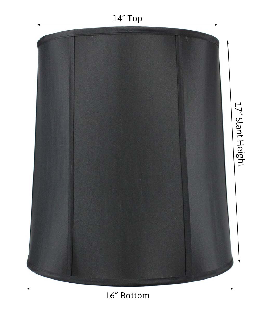 Fabric Lamp Shade, 14"x16"x17" Large Drum Black Shantung, Large for Lamp Replacement, Reading Corners and Living Spaces image 2