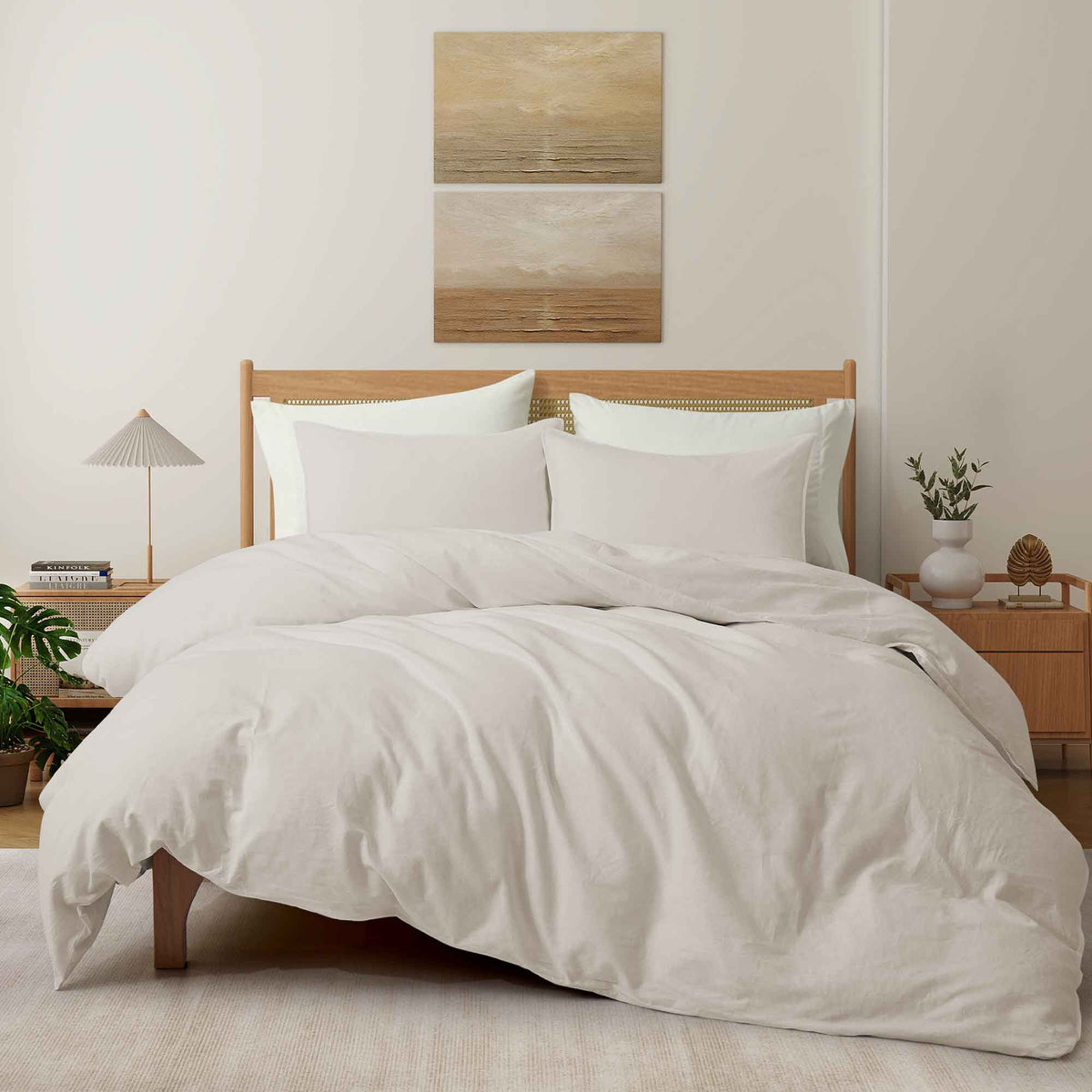 Duvet Cover Set, Linen Cotton Blend, Breathable Construction, Machine-Washable Care for Bedroom Bedding Refresh and Everyday Comfort image 2