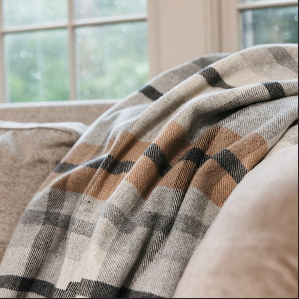 Cozy Throw Blanket, Northfield Plaid Wool Heritage Beige for Sofas, Beds and Relaxing at Home image 2