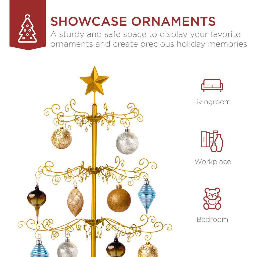 Seasonal Home Decor, Wrought Iron Christmas Tree Ornament Display w for Mantels, Tables and Seasonal Decorating, 2 Color Options image 2