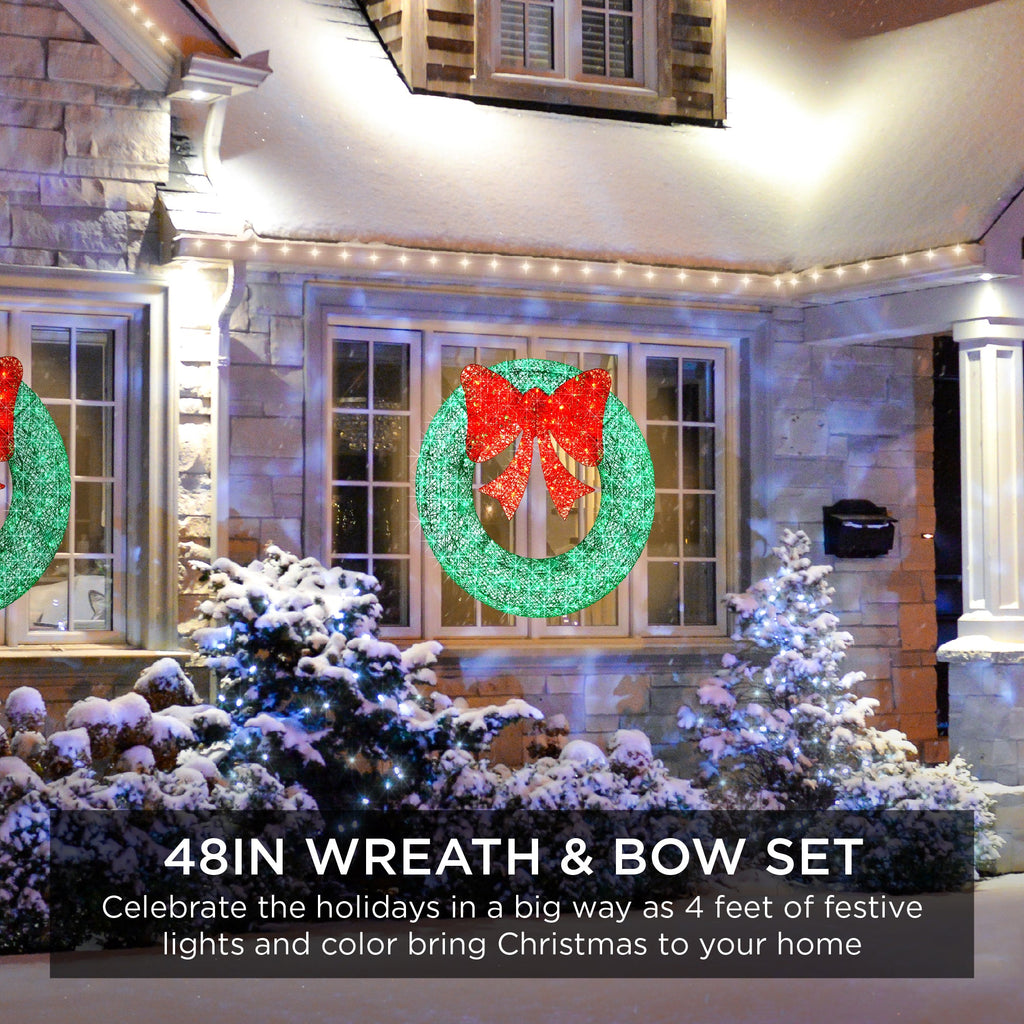 Seasonal Home Decor, Pre Lit Outdoor Christmas Wreath, LED Metal for Mantels, Tables and Seasonal Decorating, 5 Color Options image 2
