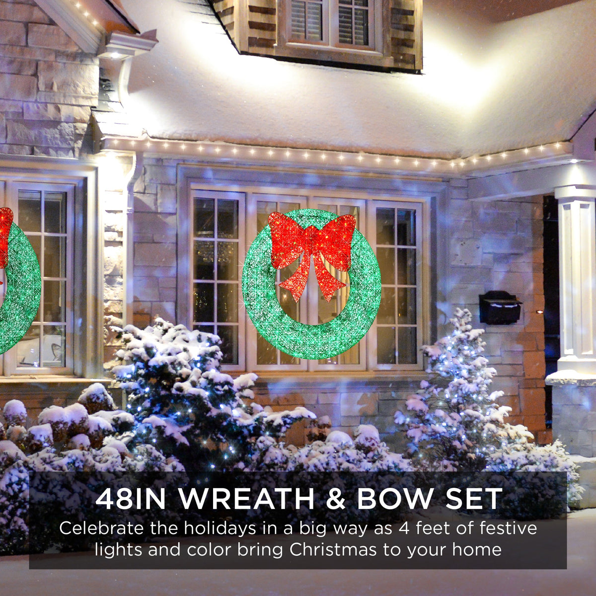 Seasonal Home Decor, Pre Lit Outdoor Christmas Wreath, LED Metal for Mantels, Tables and Seasonal Decorating, 5 Color Options image 2