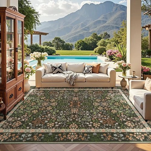 Area Rug, Vintage Foliage Floral, Lightweight Design, Non-Slip Design for Hallways, Dining Spaces and Home Decor, 19 Sizes and 4 Colors image 2