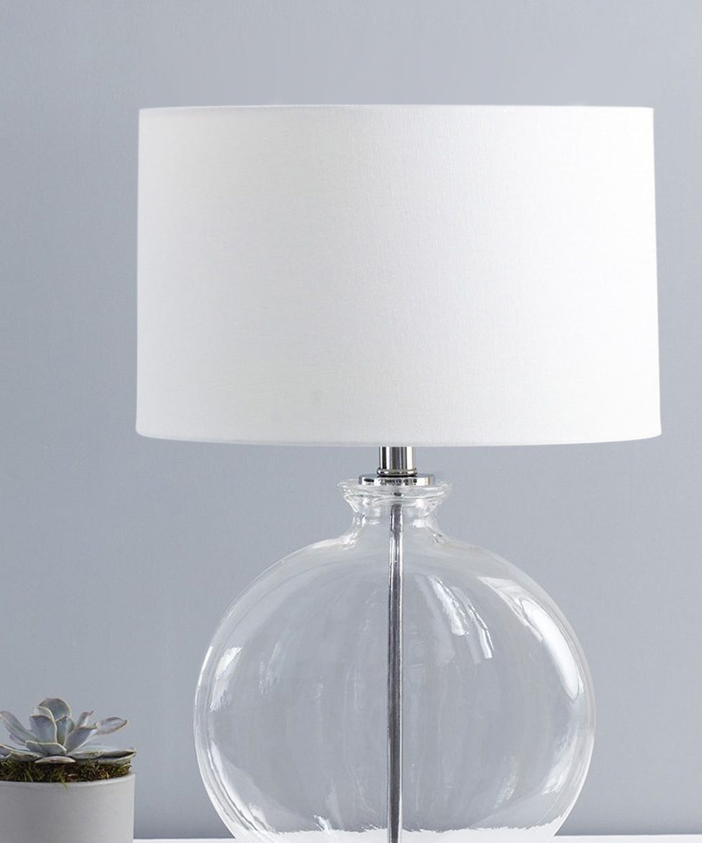 Fabric Lamp Shade, 16"W x 9"H White Linen Hardback Shallow Drum for Lamp Replacement, Reading Corners and Living Spaces image 2