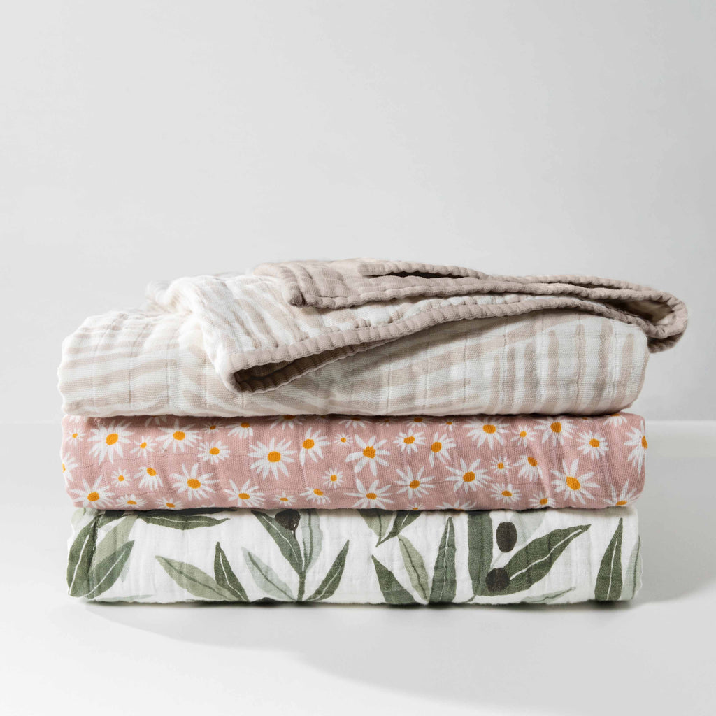 Bed Quilt, in 3 Layer GOTS Certified Organic Muslin, Breathable Construction for Guest Beds and Layered Bedroom Styling, 5 Color Options image 2