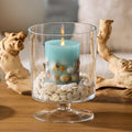 Flameless Candle, Soft Teal Embedded Seashell & Starfish Pillar for Bedrooms, Living Rooms and Everyday Candlelight Ambience, 2 Size Options image 2