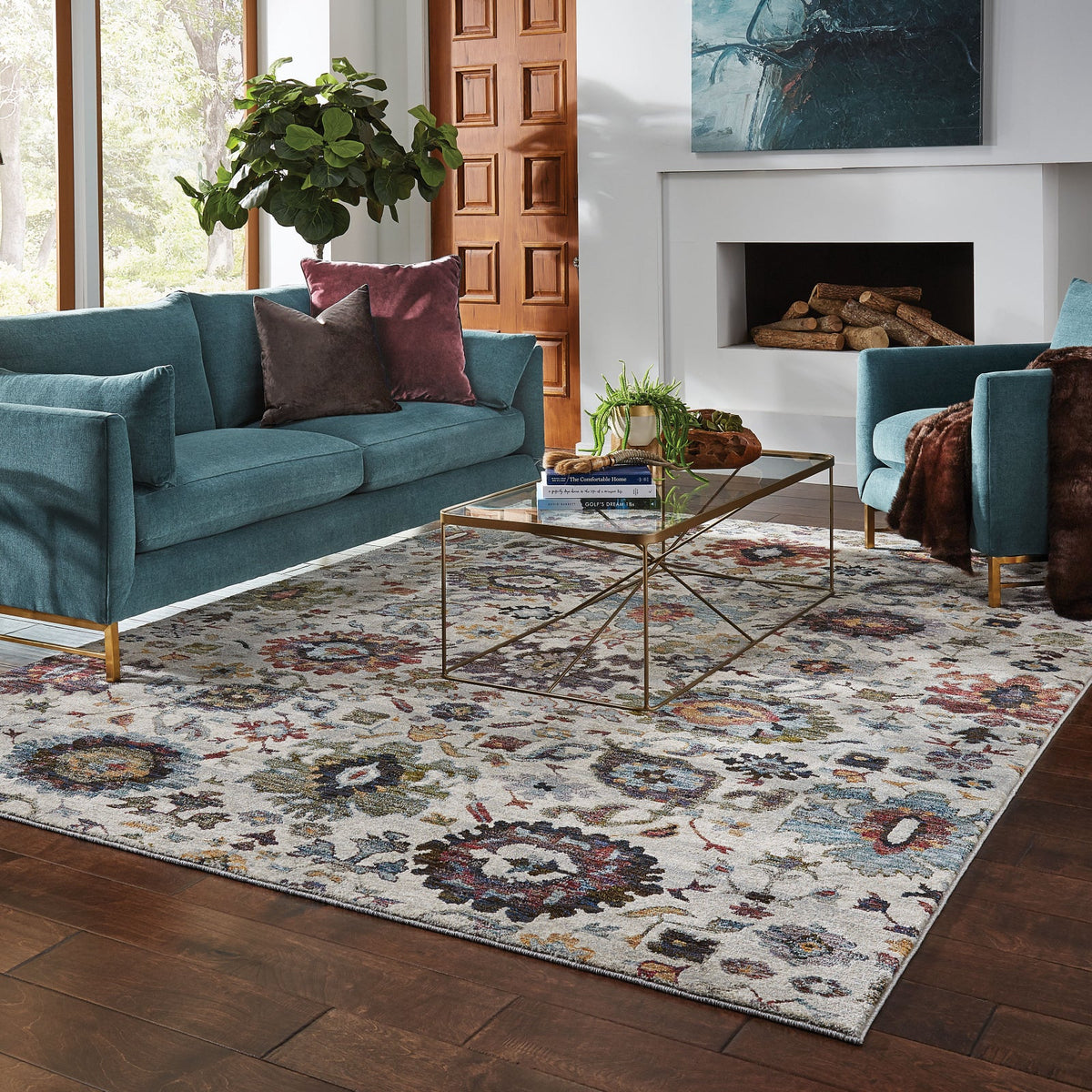 Area Rug, Andorra 7129A Stone Multi for Living Rooms, Bedrooms and Entryways, 11 Size Options image 2