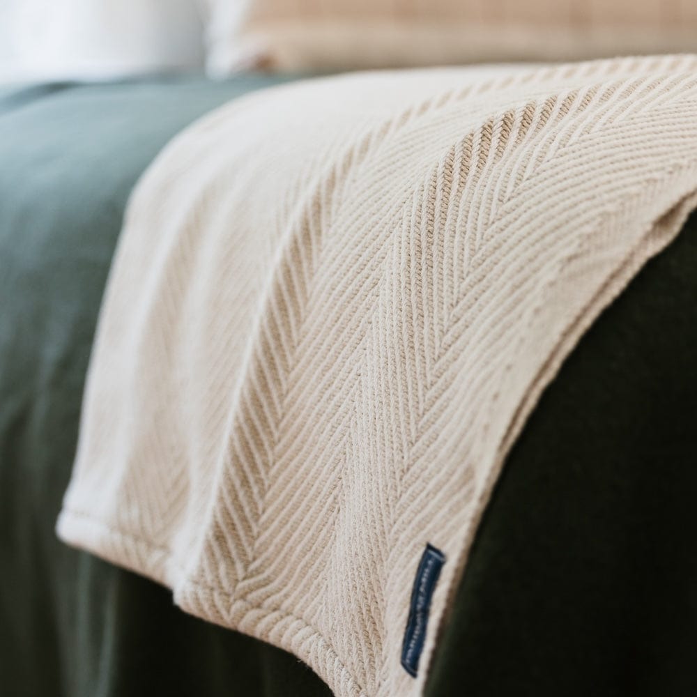 Cozy Throw Blanket, Monhegan Cotton Without Fringe Oyster for Living Rooms, Bedrooms and Everyday Lounging image 2