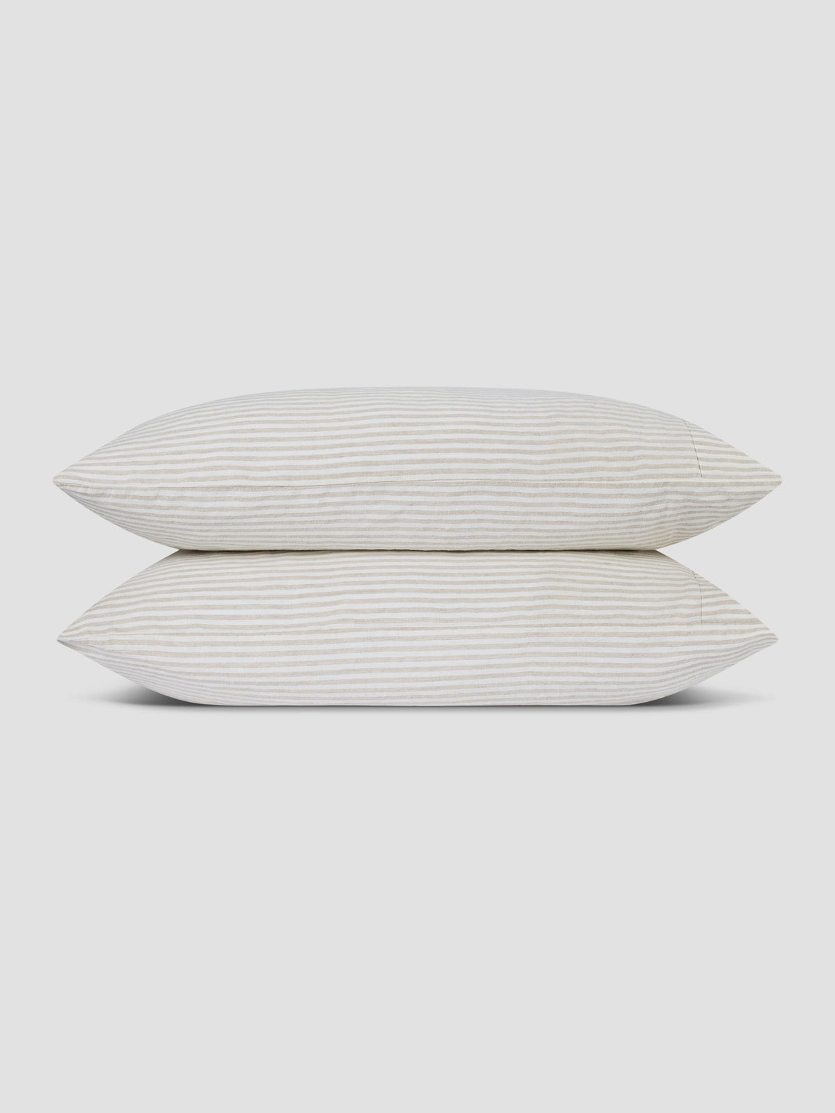Pillowcase Set, Oatmeal Stripe Linen Blend (Pair), Breathable Construction for Everyday Bedding and Bedroom Refreshes image 2