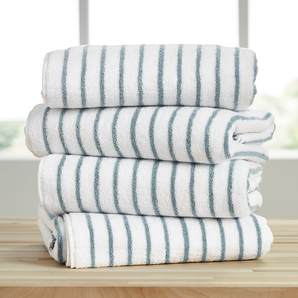 Bath Linen, 100% Cotton Cabana Towel Set (4 Pack) for Home Bathrooms and Everyday Care, 5 Color Options image 2