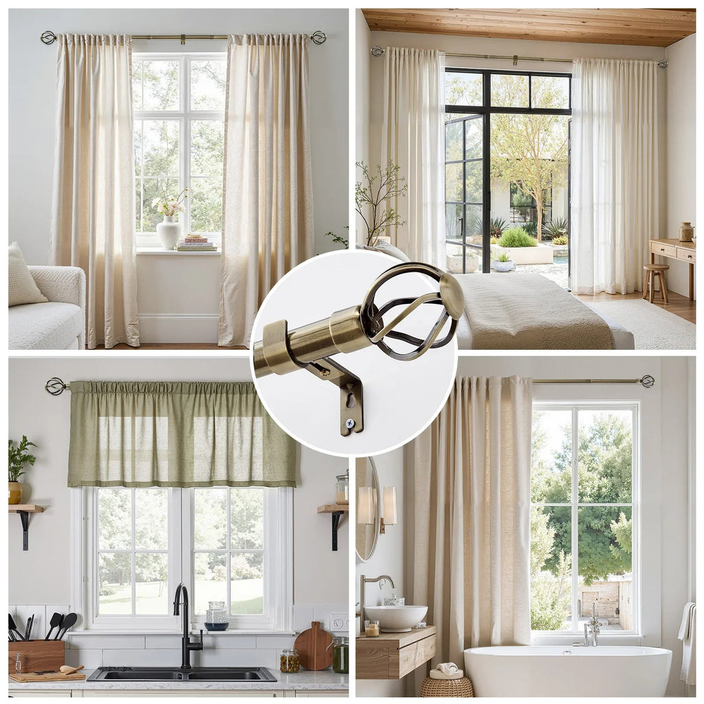 Window Curtain, Crown Finial Rod, Stainless Steel Construction, Adjustable Design for Bedrooms, Living Rooms and Home Privacy image 2