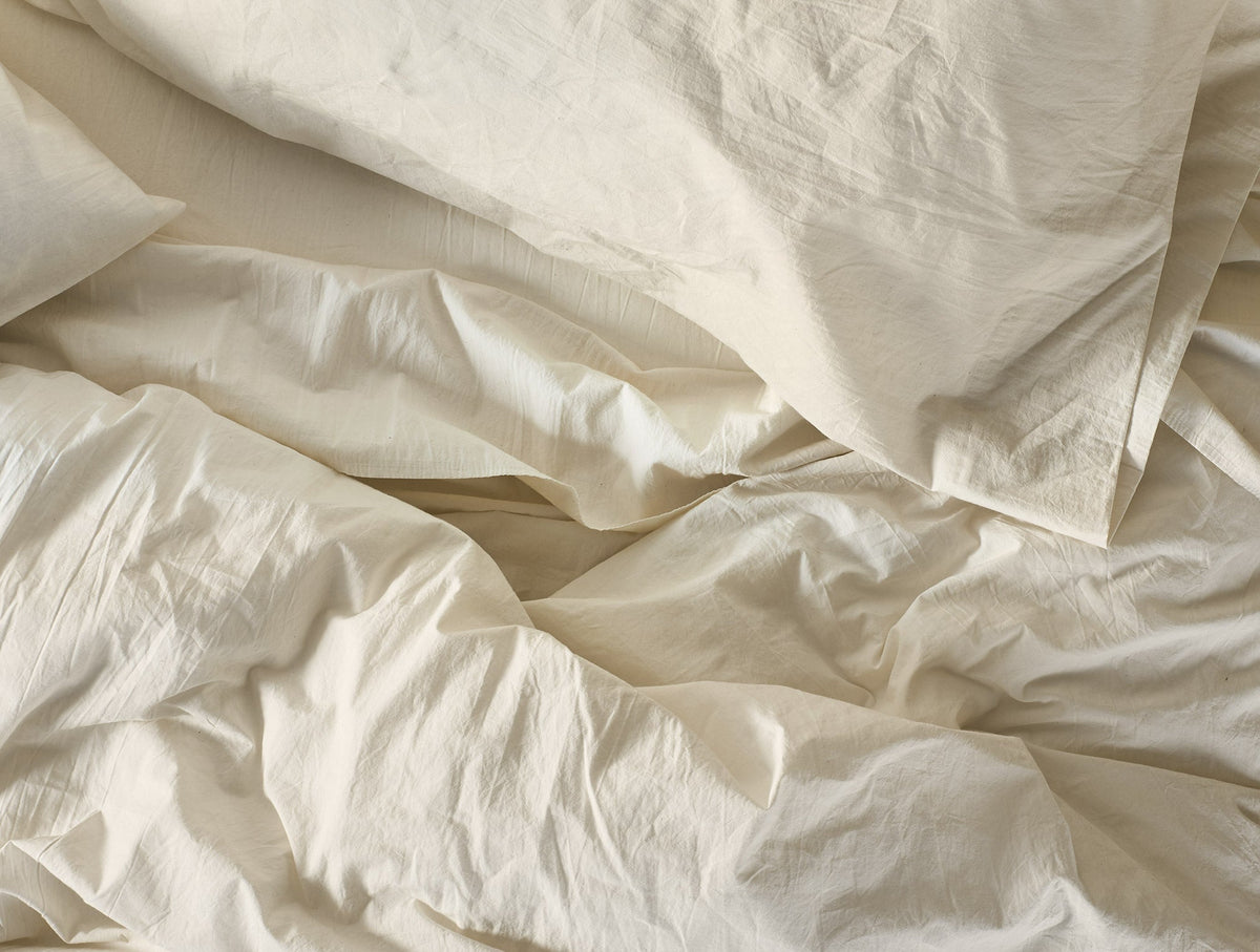 Bed Sheet Set, Organic Crinkled Percale Fitted, Lightweight Design for Master Bedrooms, Guest Beds and Daily Use, 5 Size Options image 2