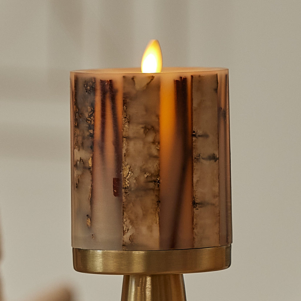 Flameless Candle, Ivory Embedded Birch and Twigs Pillar for Mantels, Entryways and Holiday Displays, 2 Size Options image 2